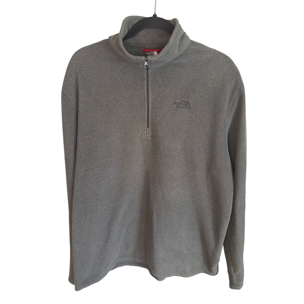 The North Face Mens Gray TKA 100 Quarter Zip Fleece Pullover Jacket Large